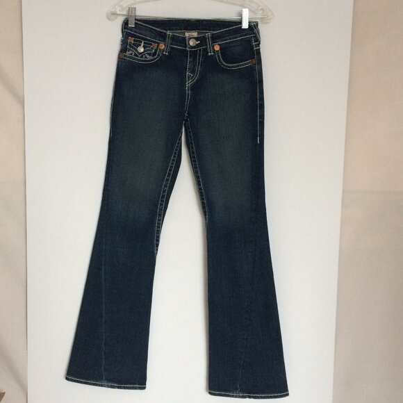 True Religion Joey Rainbow Girls Youth Jeans Sz 14 Violet Boot Twisted Seams - Picture 2 of 11